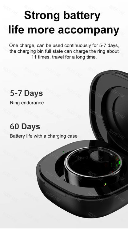 Qring Smart Ring R08 pour Femmes et Hommes Télécommande Électronique, Tensiomètre, Température Sommeil, compatible avec Android et IOS