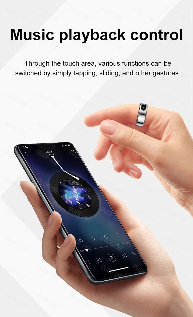 Qring Smart Ring R08 for Women and Men Remote Control Electronic Blood Pressure Temperature Sleep Monitor Compatible with Android and IOS