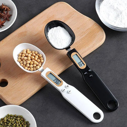 Báscula de cocina digital con mini cuchara, báscula electrónica LCD para alimentos, 0,1-500 g, cuchara medidora de peso para harina, leche, café en polvo