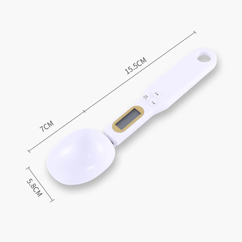 Báscula de cocina digital con mini cuchara, báscula electrónica LCD para alimentos, 0,1-500 g, cuchara medidora de peso para harina, leche, café en polvo